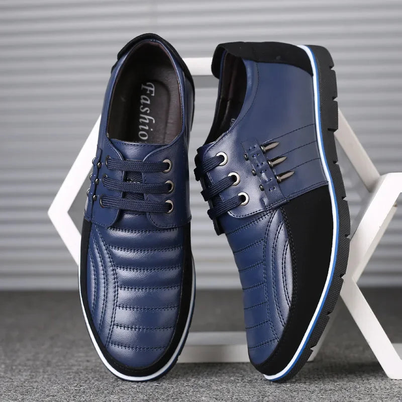 Men Genuine Leather fur Shoes High Quality Elastic Band Fashion Design Solid Tenacity Comfortable Men's Shoes Big Sizes s34