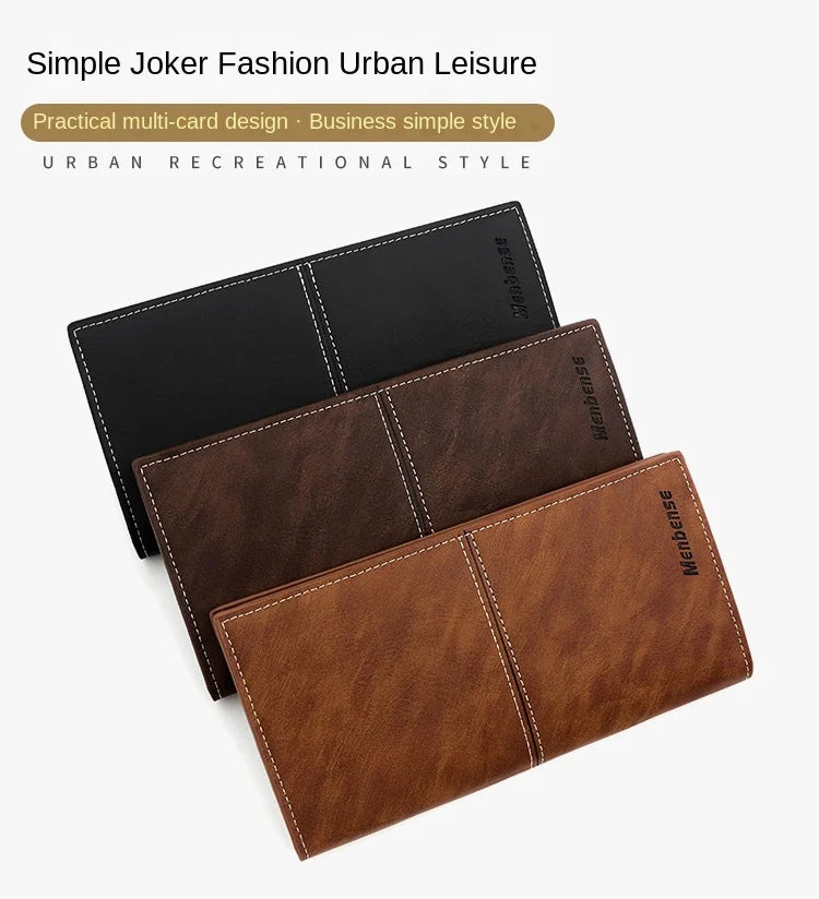 Fashion Business Retro Simple Men's Long Wallet Multi Card Holder Large Capacity Plus Wrap Long Wallet Daily Commuter Wallet