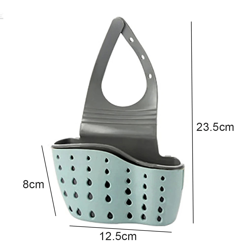 Cesta de drenaje de almacenamiento para el hogar, soporte para fregadero de cocina, jabón ajustable, esponja, estante, bolsa colgante, cesta de drenaje, accesorios de cocina