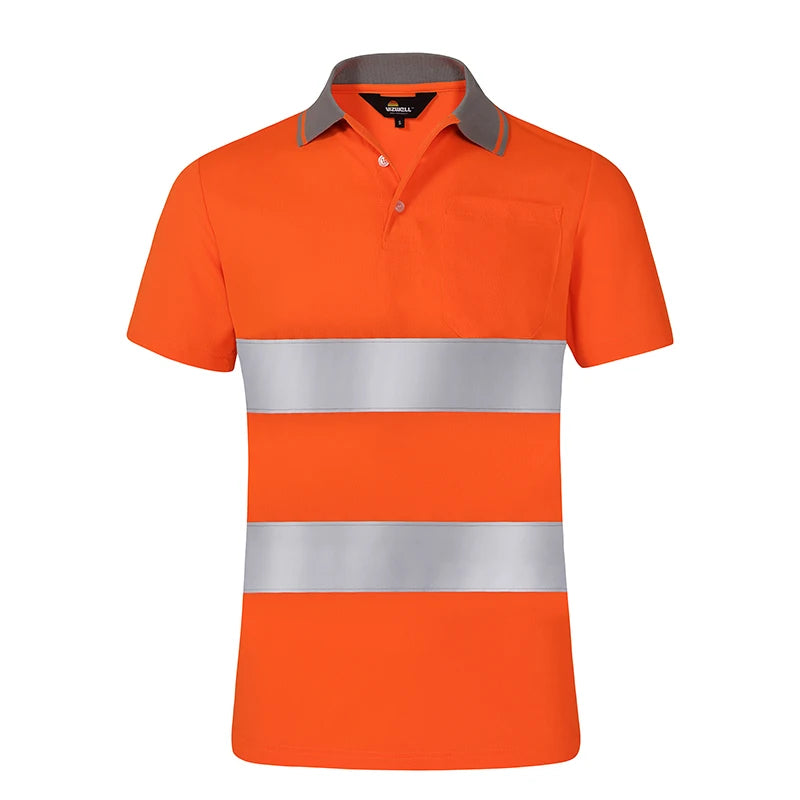 High Visibility Shirts for Work Short Sleeve Breathable Two Tone Workwear Polo Reflective Uniform T-shirt for Men Construction