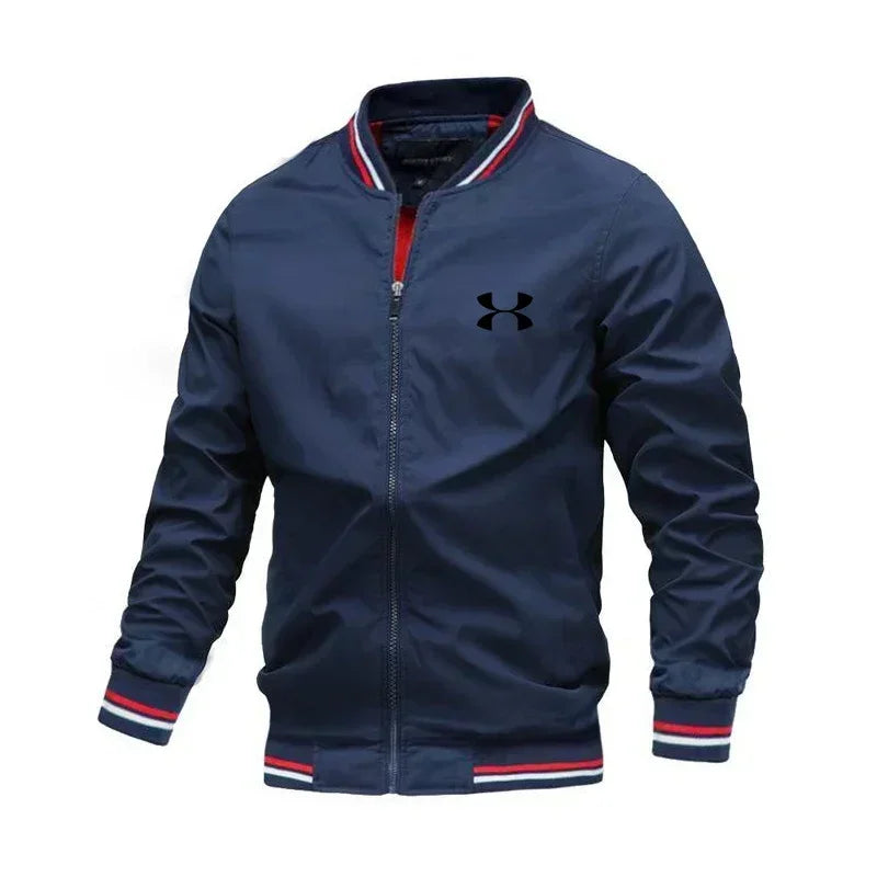 Spring new high-end fashion men's thin casual coat, outdoor sports, bicycle travel, baseball pilot, windproof round neck jacket