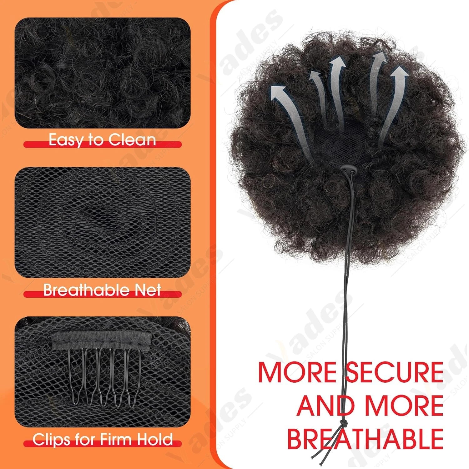 VADES HAIR Afro Puff Hair Bun Human Hair Small Drawstring Ponytail Natural Black Curly Hairpiece 4 6 8 inch One piece per pack