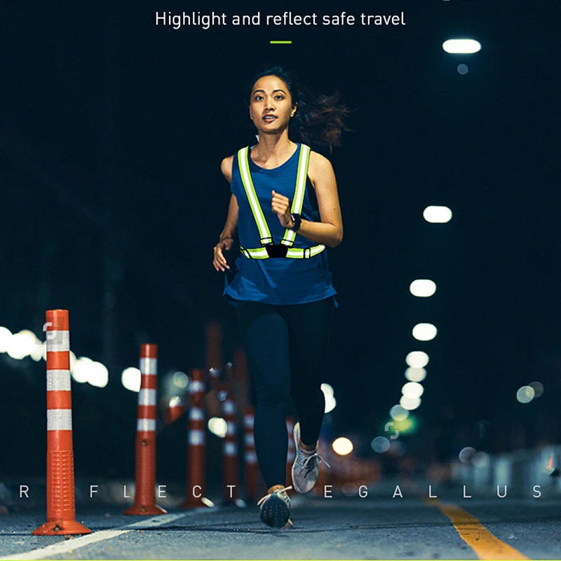 2/1PC Outdoor Night Walking Safety Vests Highlight Adjustable Lightweight Reflective Vest Biking Safety Strap Waterproof Running