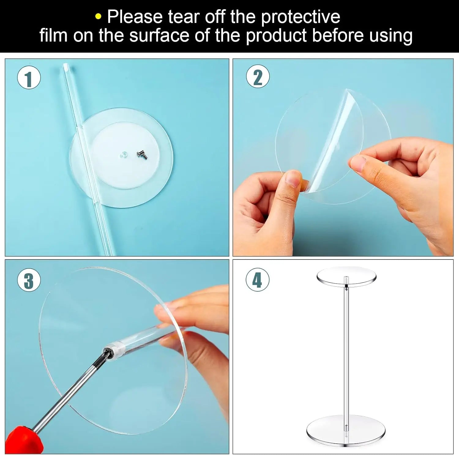 4 Pack Clear Acrylic Hat Stand Display Rack for Baseball Caps, Wig, Watch, Jewelry, 12 Inch