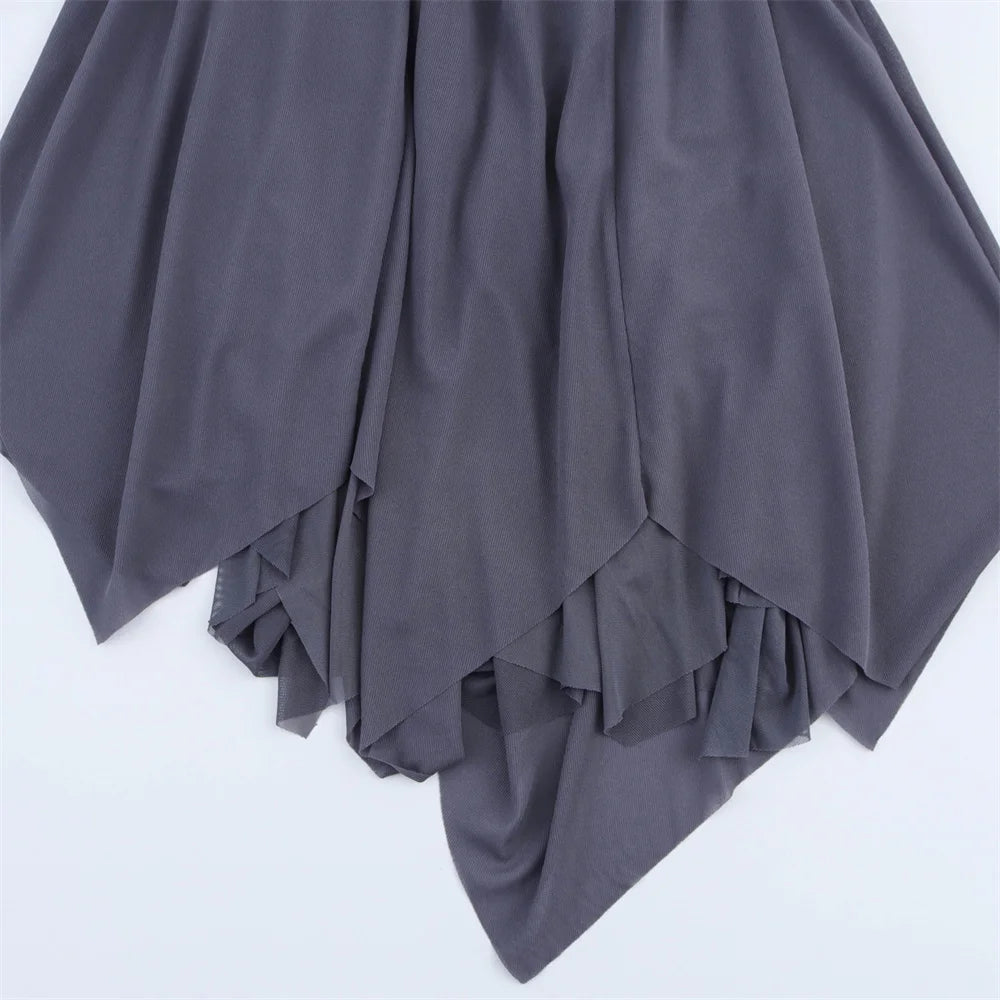 New women's clothing casual elegant European and American style design sense simple pleated decoration asymmetric dress