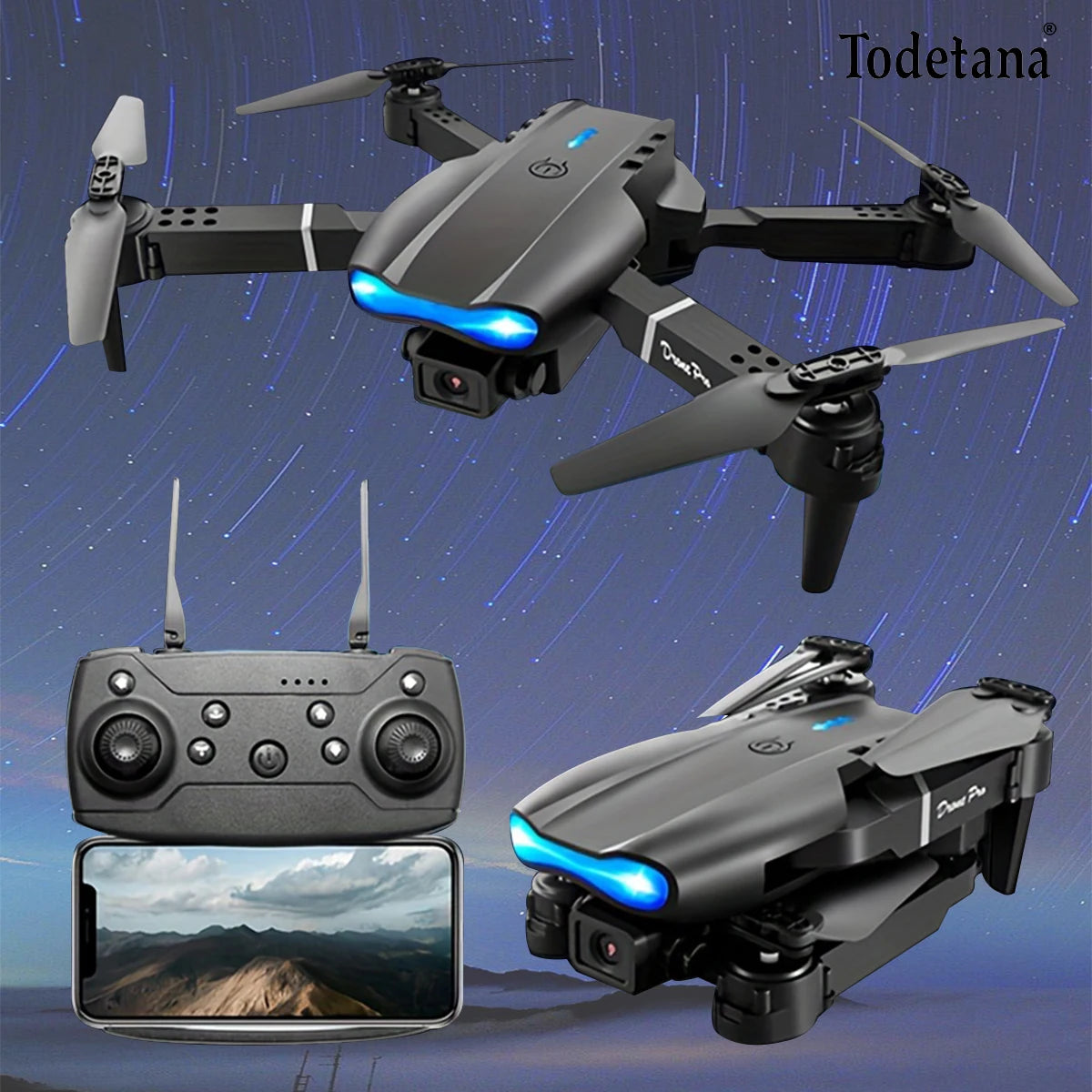E99 Drone with 4K Wide Angle HD Camera, 360 roll, Mobile APP Control Foldable RC Aerial Quadcopter - Ideal Gift