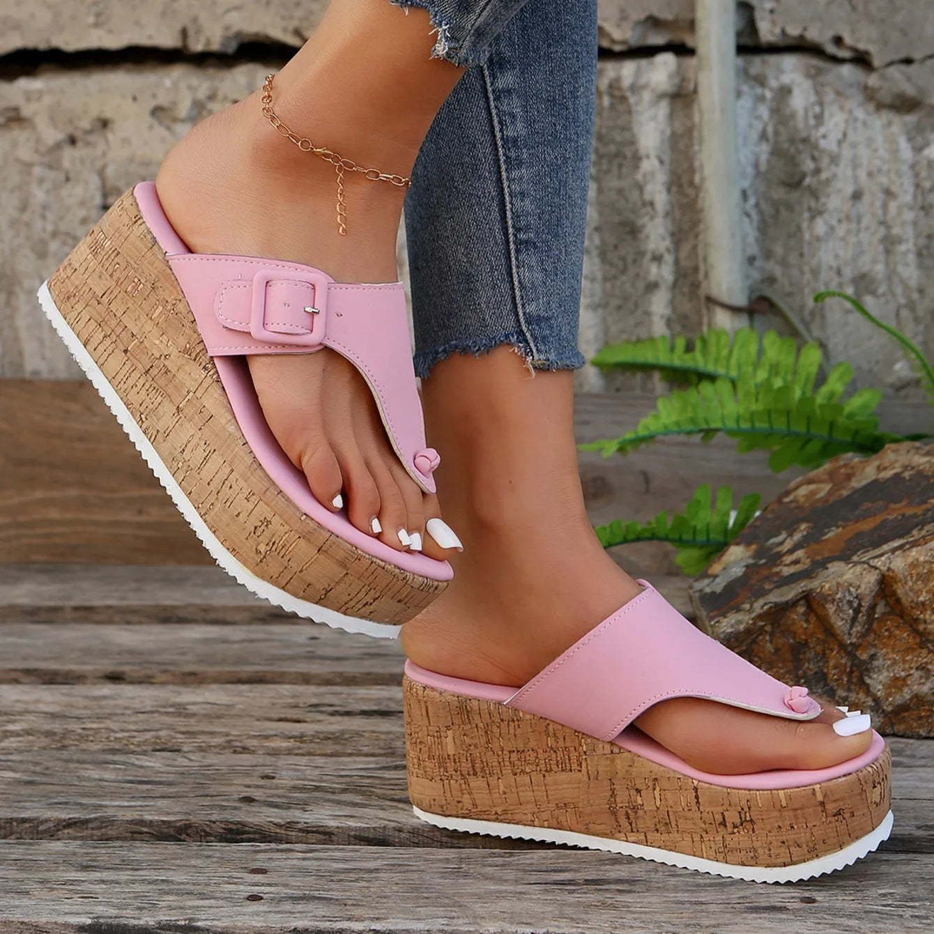 Women Slippers Female Clip Toe Flip Flops Wedges High Heels Women Sandals New Comfortable Platform Shoes Slides Women