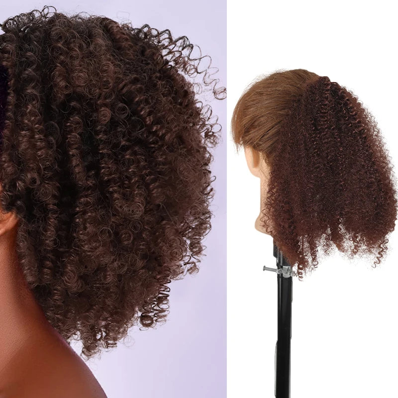 Rubber Band Ponytail Extended 10 inches Short African Curly Ponytail African Women Fluffy Ponytail Synthetic Wig for Daily use