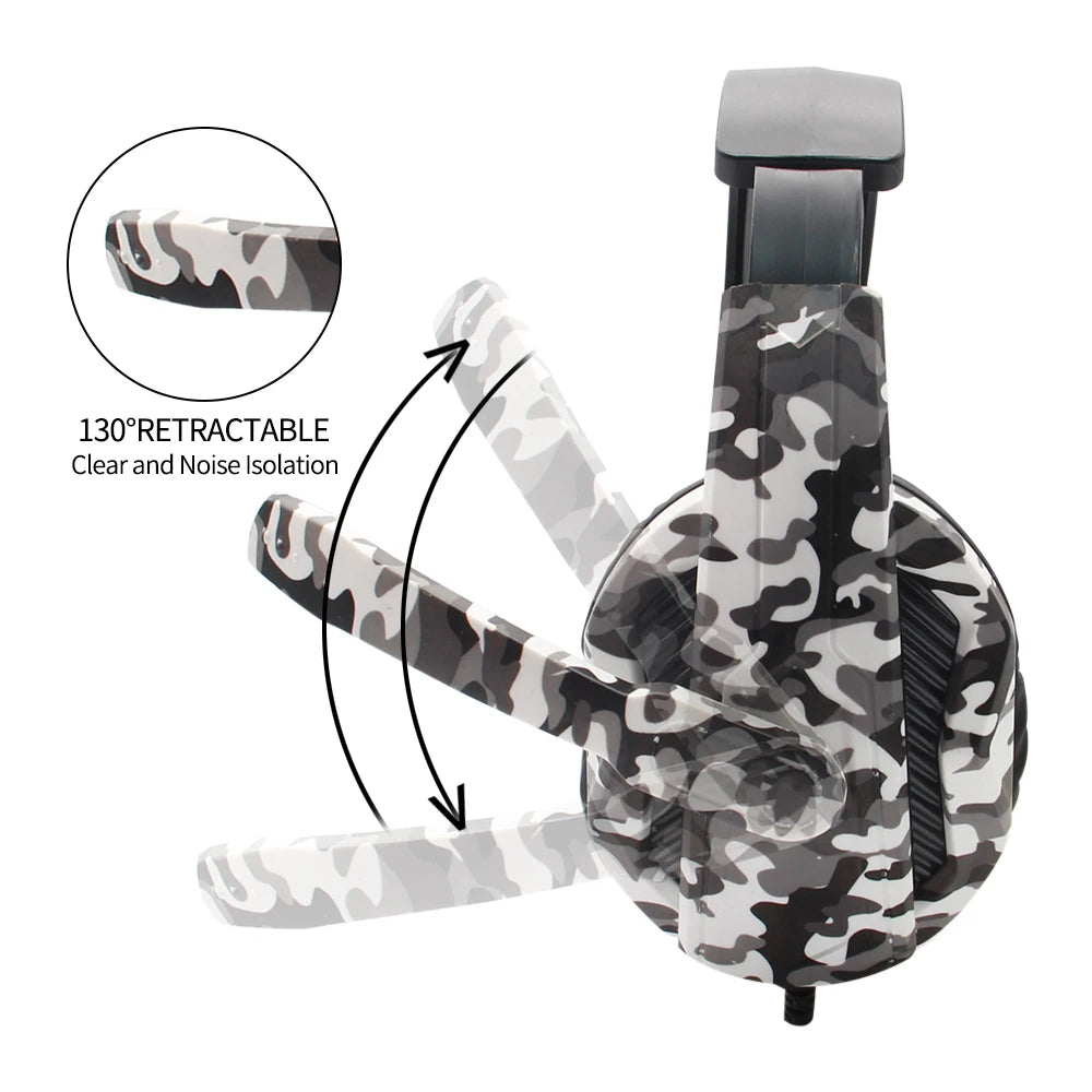 Camouflage Gaming Headset 3.5mm AUX Jack Wired Headphones Gamer Cool Game Headphone With Microphone For PS4 Xbox One PC Phone