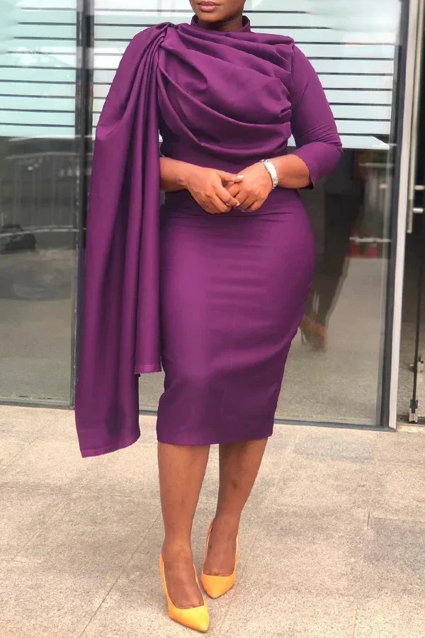 African Dresses for Women Spring New Arrival African Long Sleeve Solid Color Midi Bodycon Dress Dashiki Africa Clothing