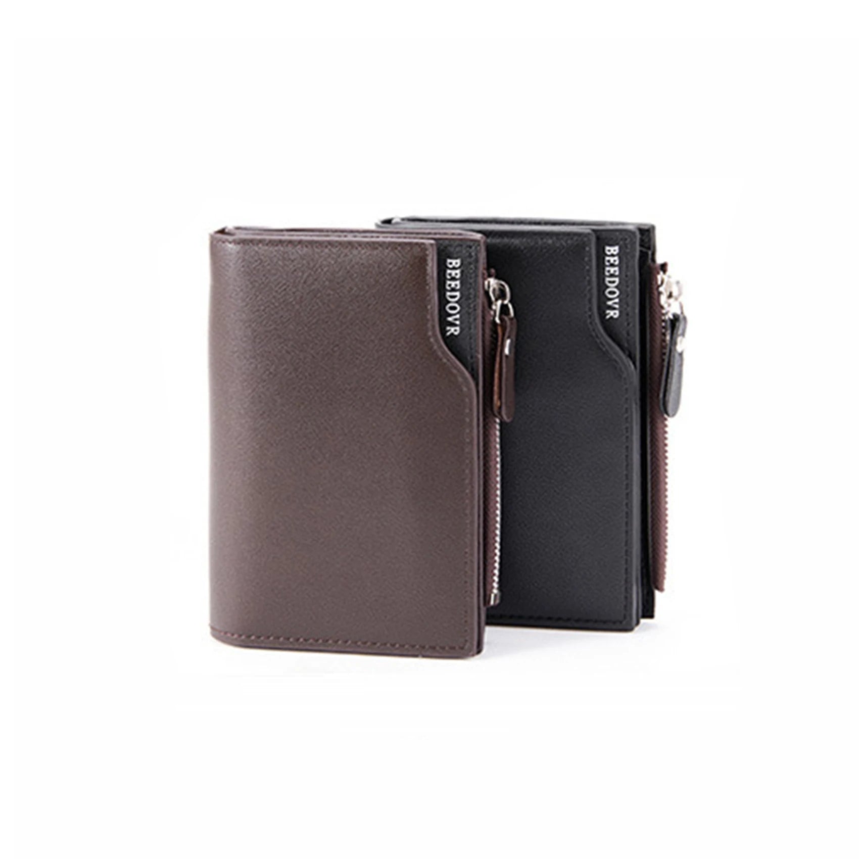 Men Wallet Short PU Male Purse Black Coffee Credit Card Holders with Zipper Men Wallet Money Bag
