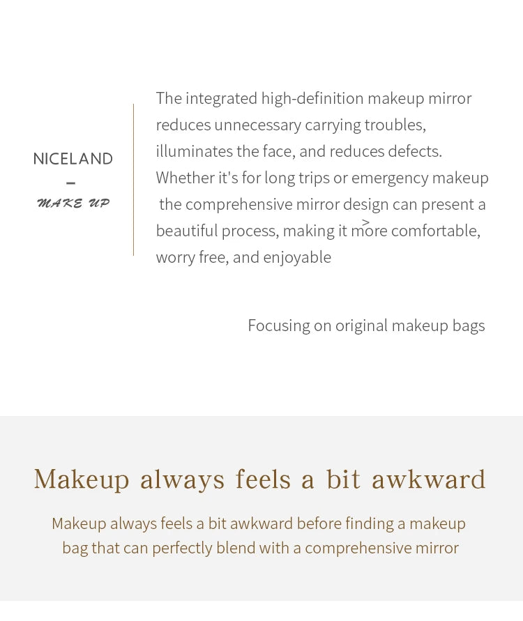 Makeup Bag, Makeup Travel Bag Large Capacity Waterproof Cosmetic Organizer Bag with Makeup Brush Compartment & Handle for Women