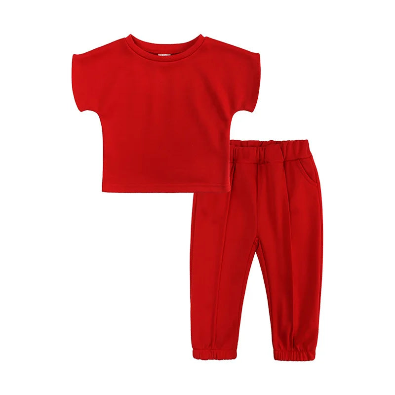 Kids Clothes Children's Clothing Baby Summer Short-Sleeved Hoodie Top+Pants Two-Piece Casual Sports Toddler Girl Outfit Set