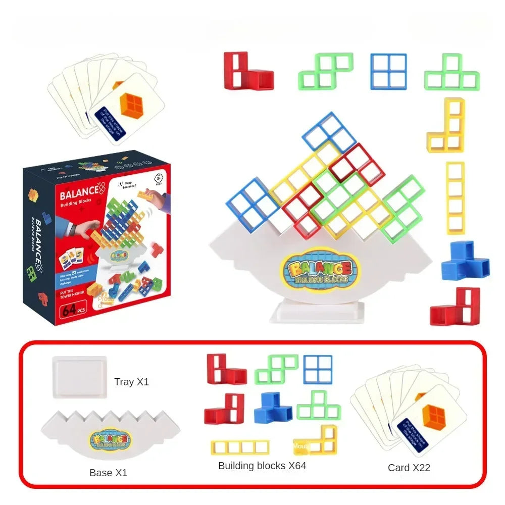 16-64 Jouets de construction Blocs de construction russes Jeu de tour Tetra Jeu de table d'empilage d'équilibre de balançoire pour enfants et adultes