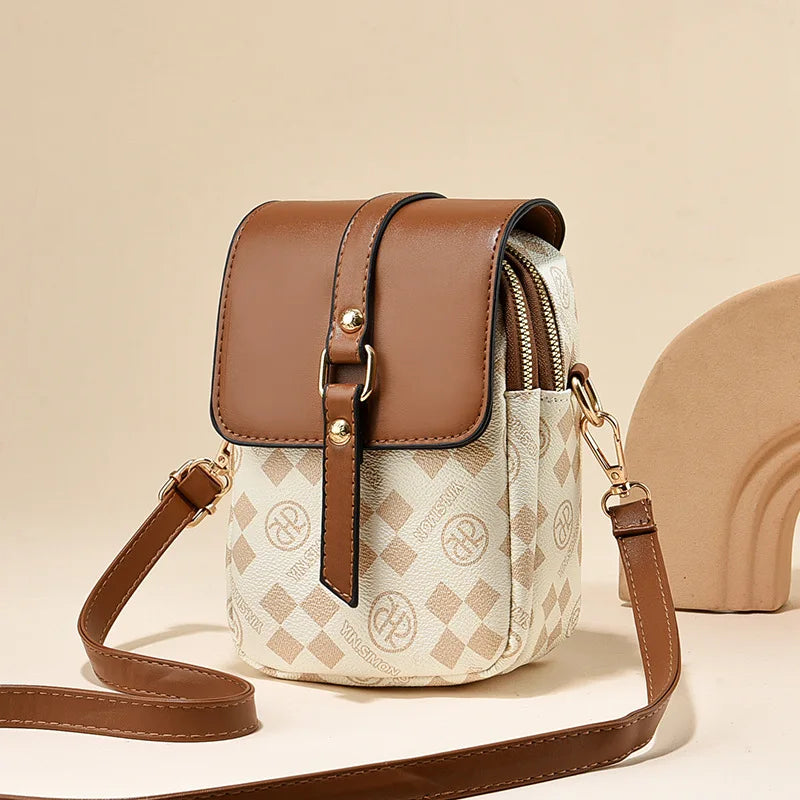 Bolso de hombro a cuadros de PU vintage