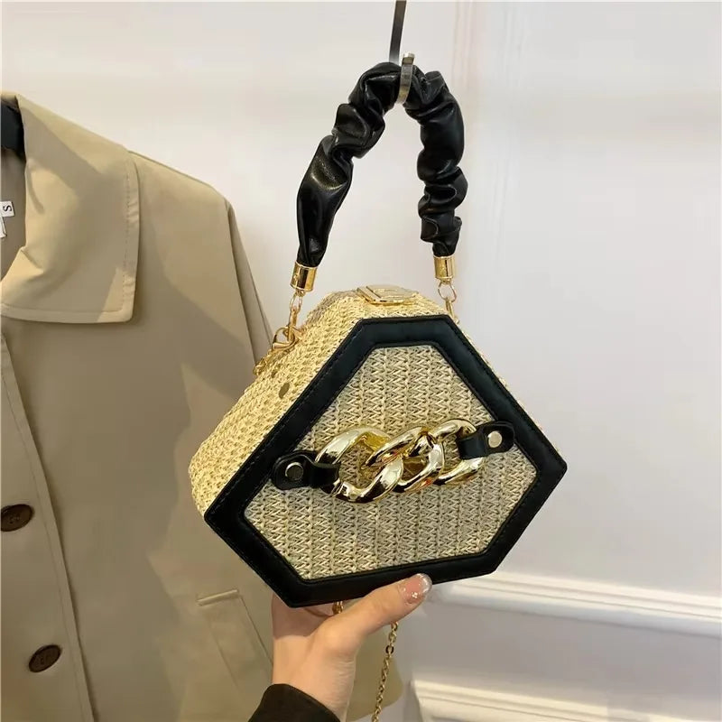 Straw Chain Shoulder Bag