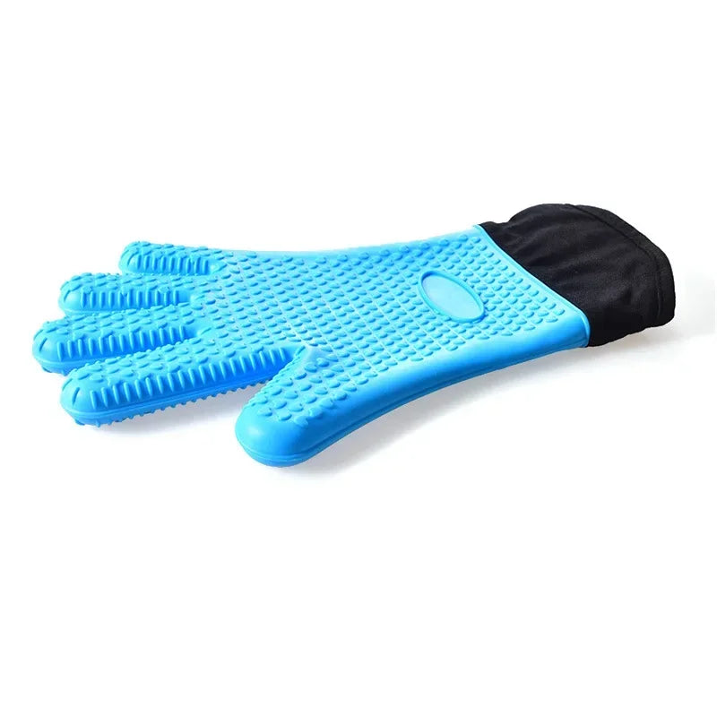 Heat Resistant Oven Gloves for Microwave, Flexible Double Layer Baking Gloves with Silicone and Cotton Kitchen Mitts