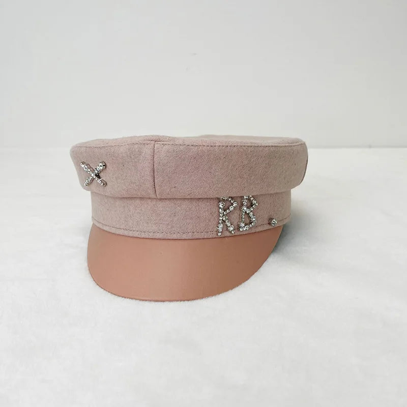 Women Ladies Luxury Design Brand Octagonal Cap Letter Military Cap Pink Khaki Newsboy Hat Fall Winter Baker Boy Cap Designer Cap