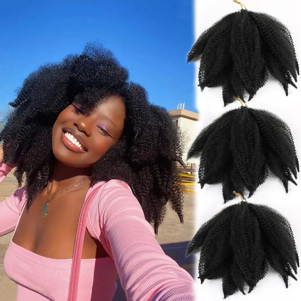 8inch Marley Braiding Hair for Twists Short Afro Kinky Twist Crochet Braids Ombre Synthetic Fiber Hair Extensions for Women