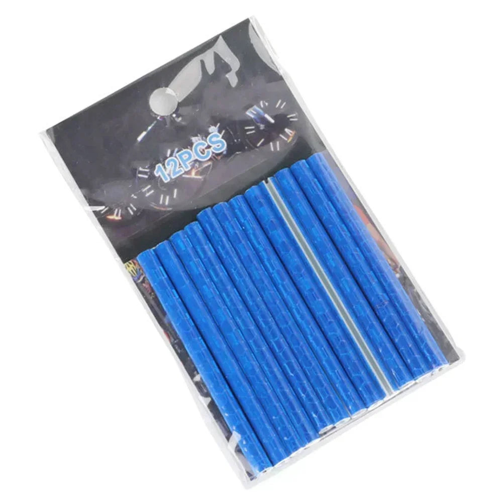 12PCS Bike Wheel Spokes Reflective Sticker Kit, 7.5cm Tube Strip for MTB Cycling Safety - High Visibility at Night