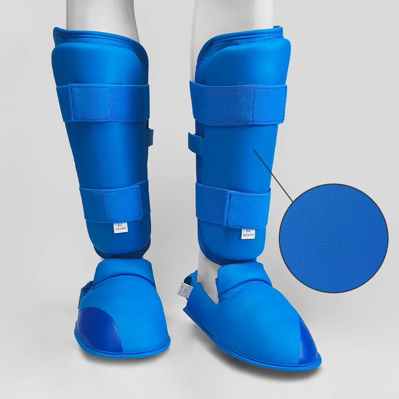 Espínilleras de kárate para adultos y niños, equipo de soporte, espinilleras, rodilleras, protectores de manos, cinturón de cuero, boxeo, artes marciales