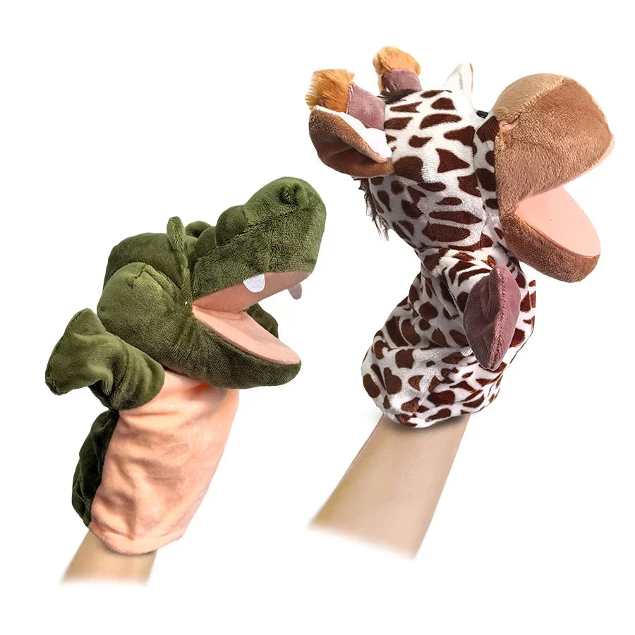 Stuffed Plush Animals Toys Hand Finger Story Puppet Kawaii Dolls Educational Baby Toys Lion Elephant Bunny Monkey Children GIft