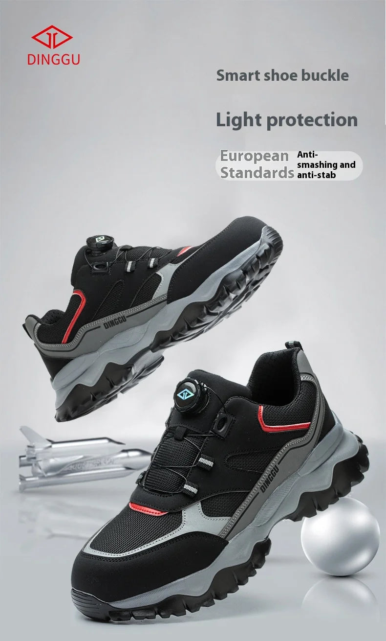 Warehouse Work Shoes for Men Shock Absorbing Anti-Smash Design,Light Sneaker Safety Shoes With Steel Toe Cap Anti-Piercing,