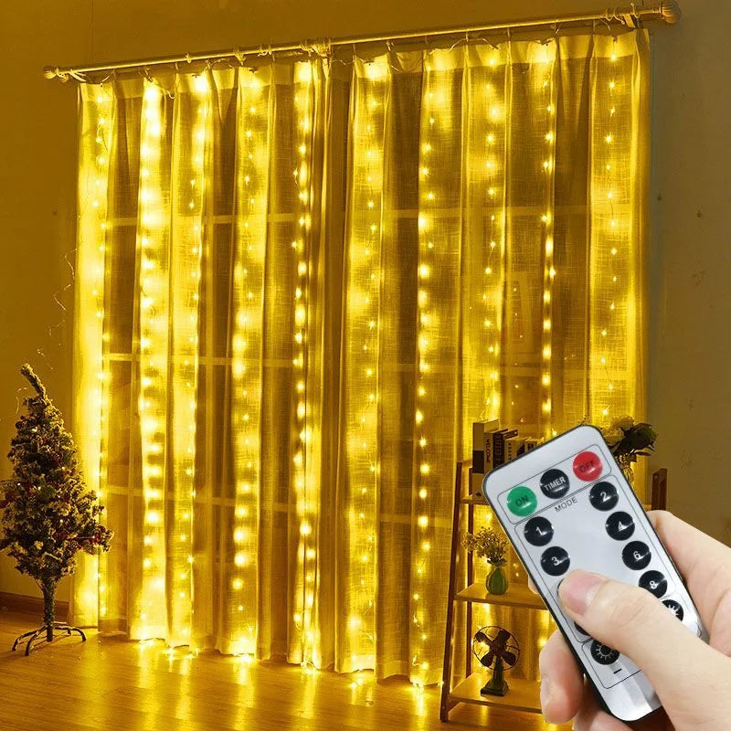 LED String Lights Christmas Decoration Remote Control USB Wedding Garland Curtain 3M Lamp Holiday For Bedroom Bulb Outdoor Fairy