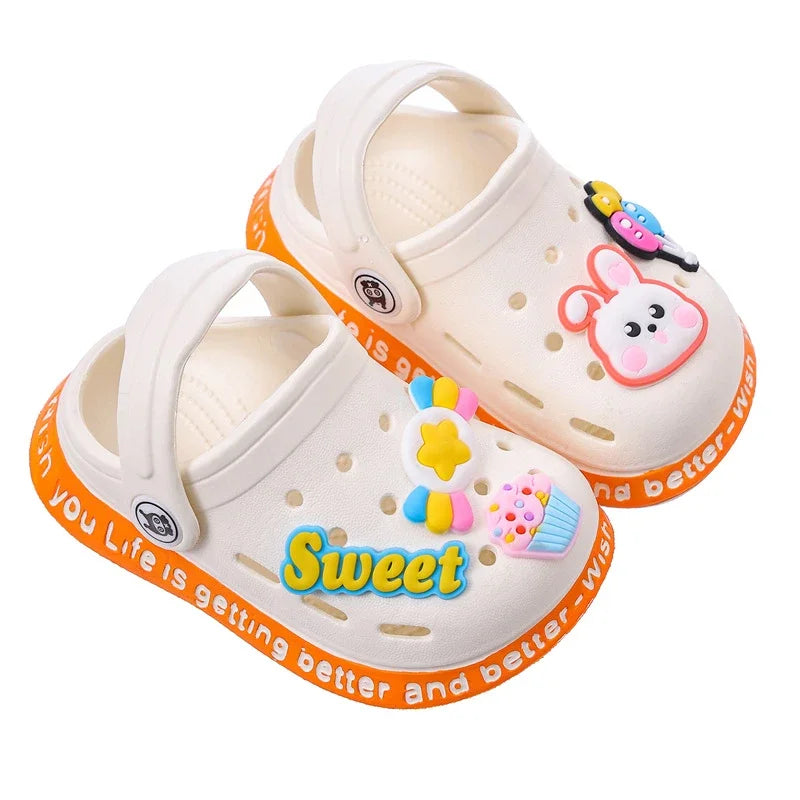 Zapatillas de jardín de verano para niños y niñas, sandalias de playa, ligeras, transpirables, bonitos dibujos animados, pantuflas para bebé