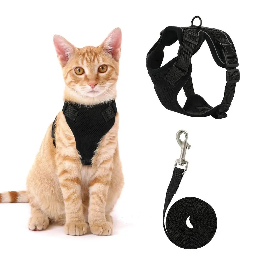 Cat Harness Leash Set - Escape Proof Adjustable Vest, Soft & Secure for Walking, Easy Control Pet Safety Gear