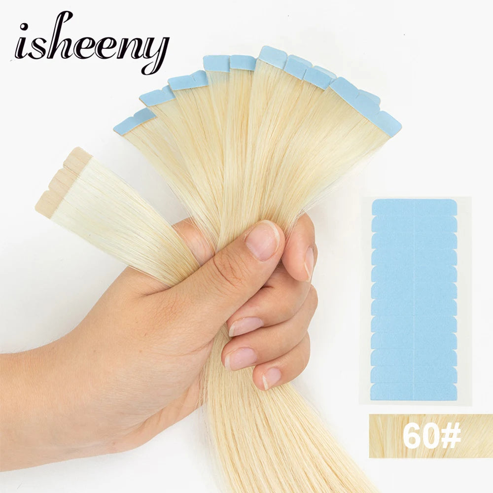 Mini Tape in Human Hair Extensions Machine Remy Adhesive Seamless Tape In Hair Straight Hair Extensions 10pcs/pack 12-24 Inches
