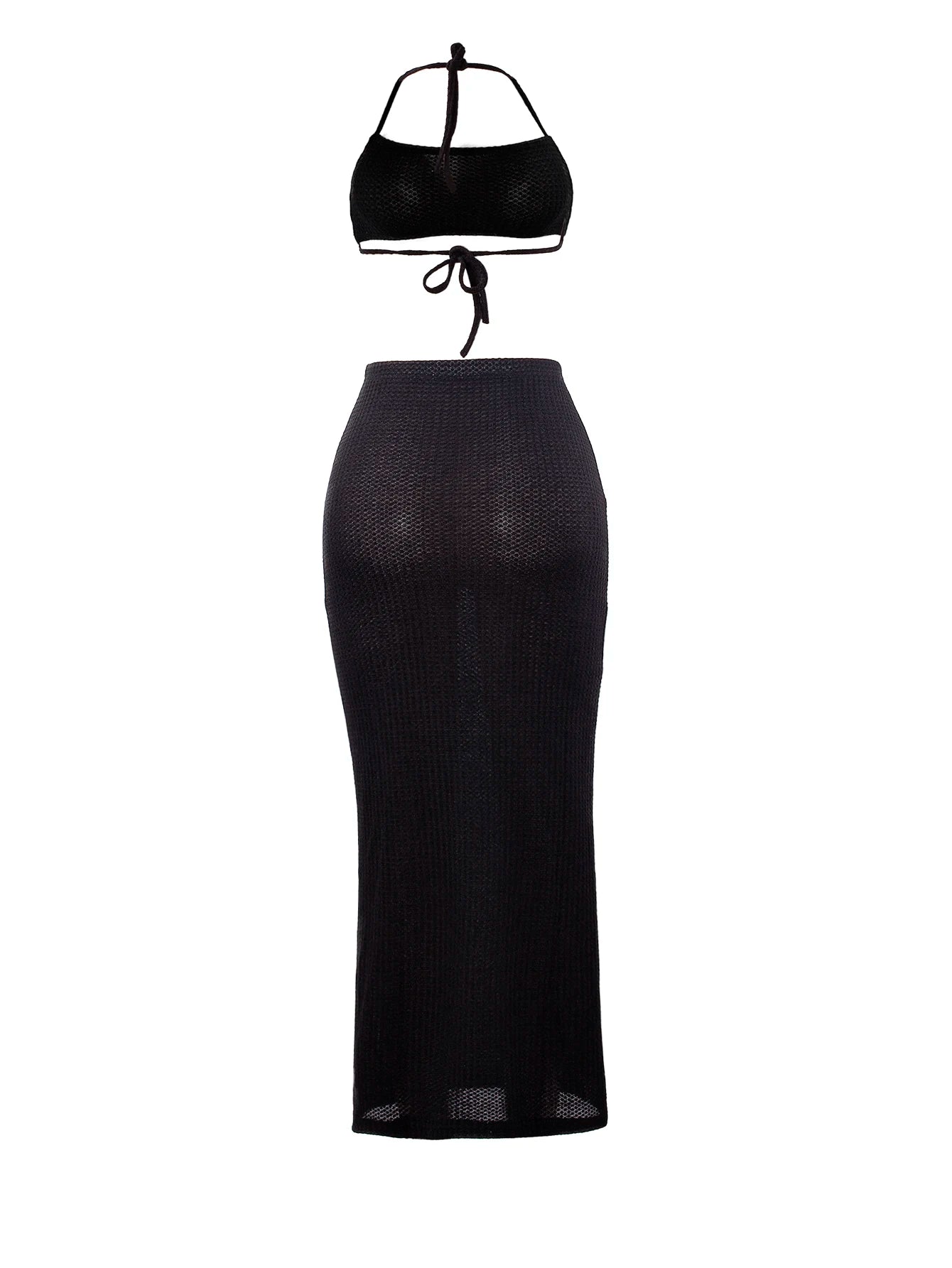 Women Long Skirt 2 Pcs Sets Sexy Strapless Tube Top Bodycon Maxi Skirts Y2k Two Piece Outfit Summer Clothing Beach Wear