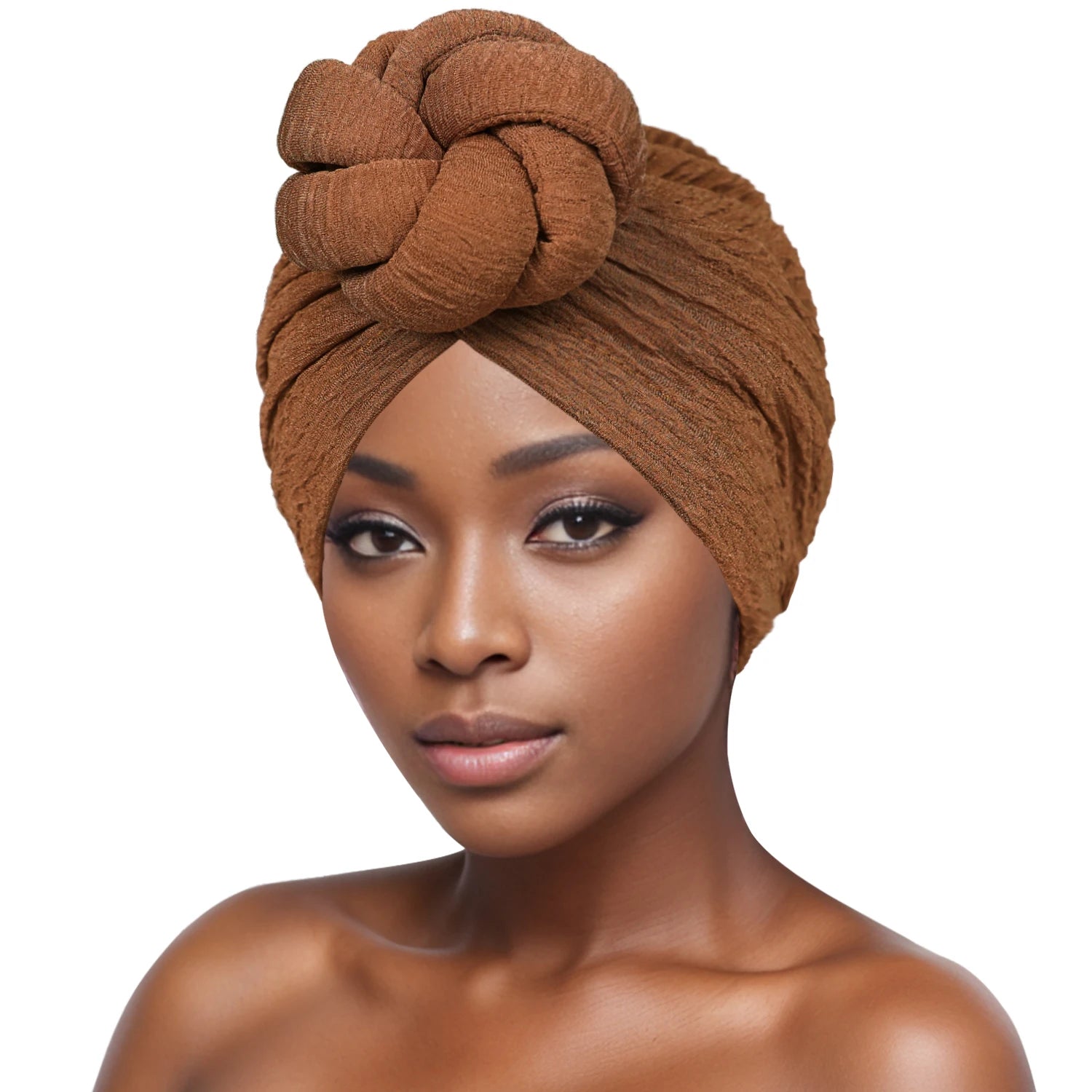 Women’s Fashion Turban – Bubble Cloth Headwrap with Large Flower Design
