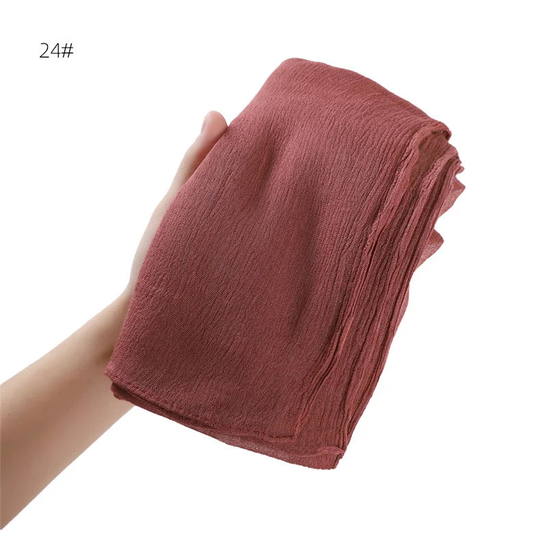 Pañuelo Hiyab de Algodón y Rayón de Color Liso para Mujer, Pañuelo Grande Musulmán, Chales, Diadema Musulmana para Mujer, Turbante Islámico, Pañuelo Bandana