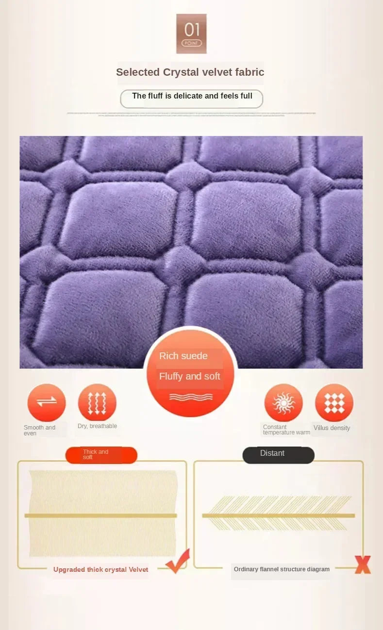 1PC Luxury Bed Cover Thickened Anti-Slip Bed Solid Color Warm Quilted Bedspread Bedding Velvet Comforter Short Plush Sofa Towel