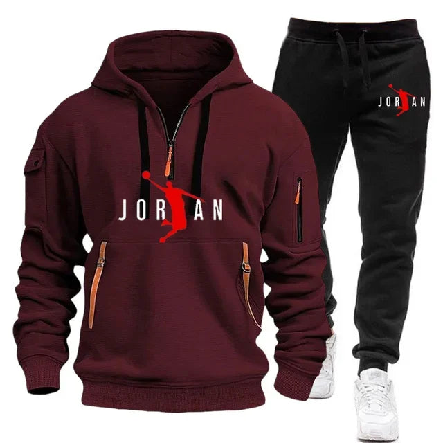 Autumn and winter new trend men's blazer + Tracksuit pants Fashion casual jogging print sportswear outdoor sportswear