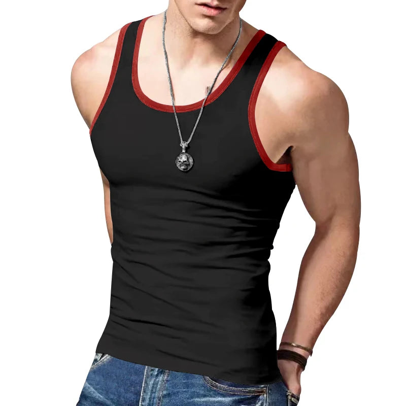 24 European and American cross-border new trendy American vests are worn inside slim casual sports men's summer base color-block