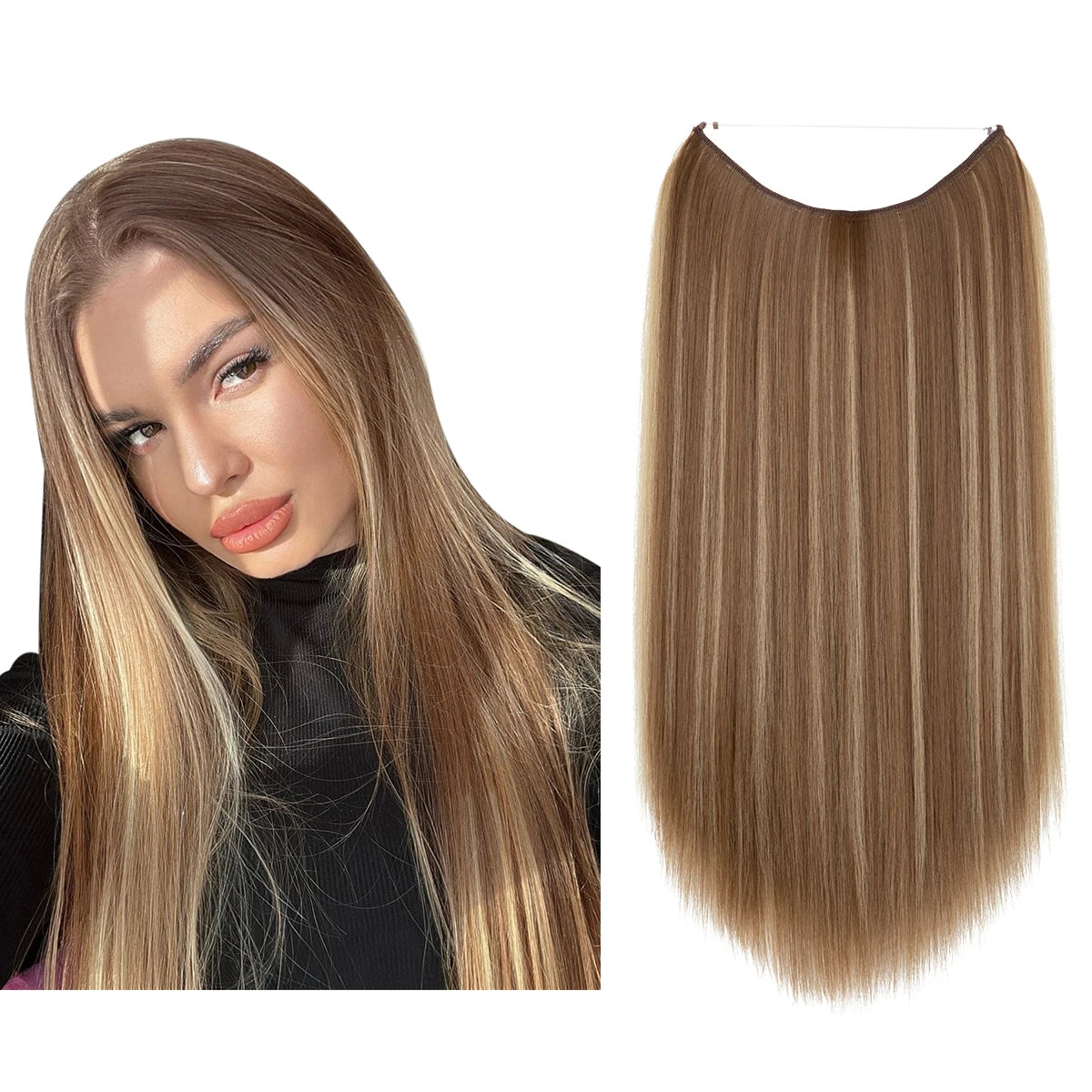 Extensiones de pelo liso con hilo invisible