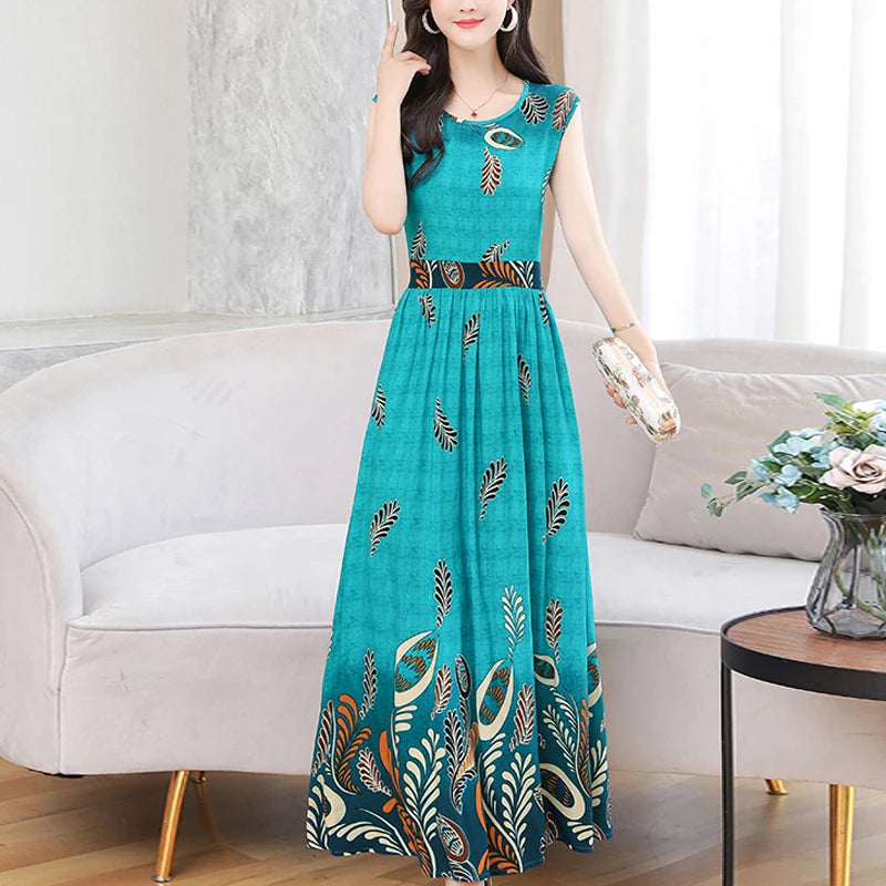 New Fashion  Summer Print Women Short Sleeve Cotton Plus Size Women Clothing Dress Ladies Large Size Vestidos dresses