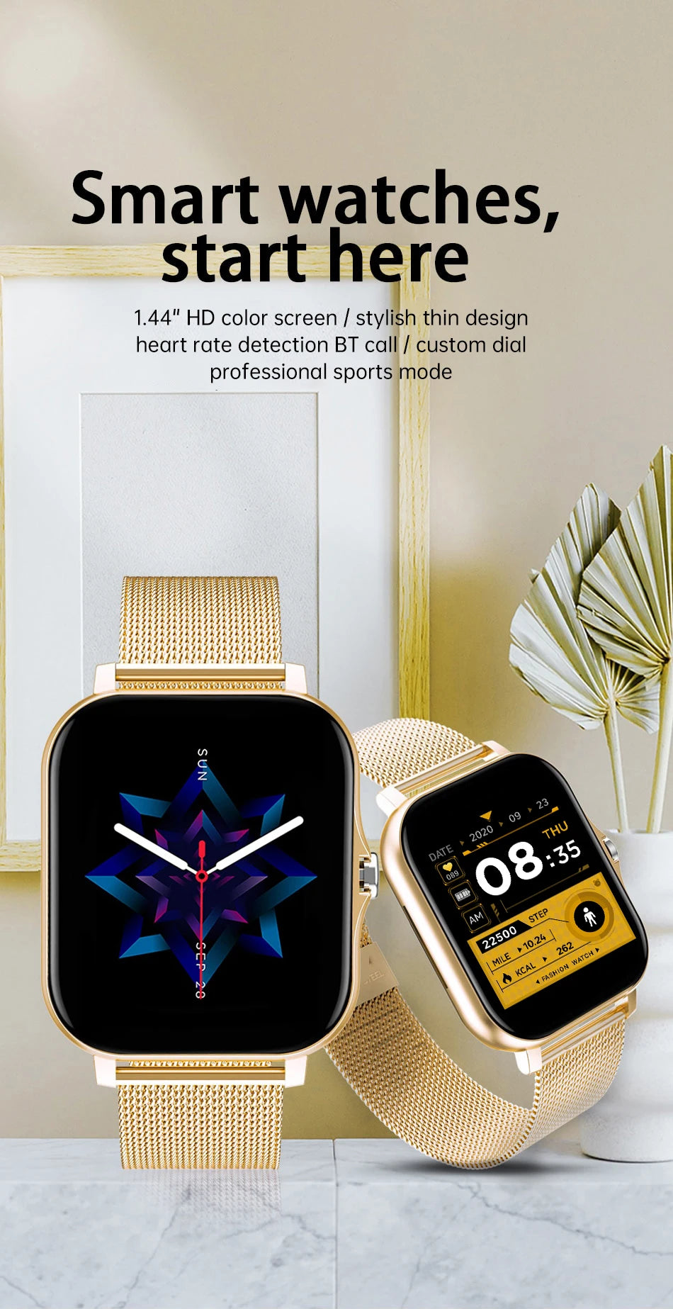 Smart Watch For Men Women Gift 1.44" Screen Full Touch Sports Fitness Watches Bluetooth Calls Digital Smartwatch Wristwatch