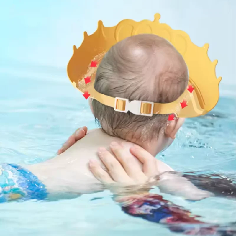 Gorros de baño para bebés, protectores de oído infantiles, gorro de ducha para niños, protector de cabeza para baño, gorro de ducha ajustable para lavar el pelo