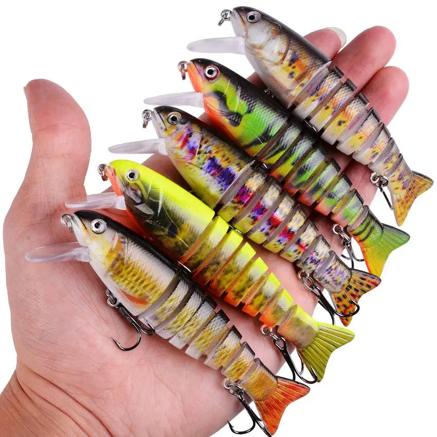 1pcs/Winter fishing gear Bionic Multi-section Swim hard bait  Artificial Wobbler Trolling pike carp crank lure