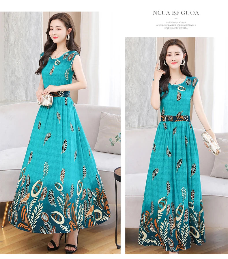 New Fashion  Summer Print Women Short Sleeve Cotton Plus Size Women Clothing Dress Ladies Large Size Vestidos dresses