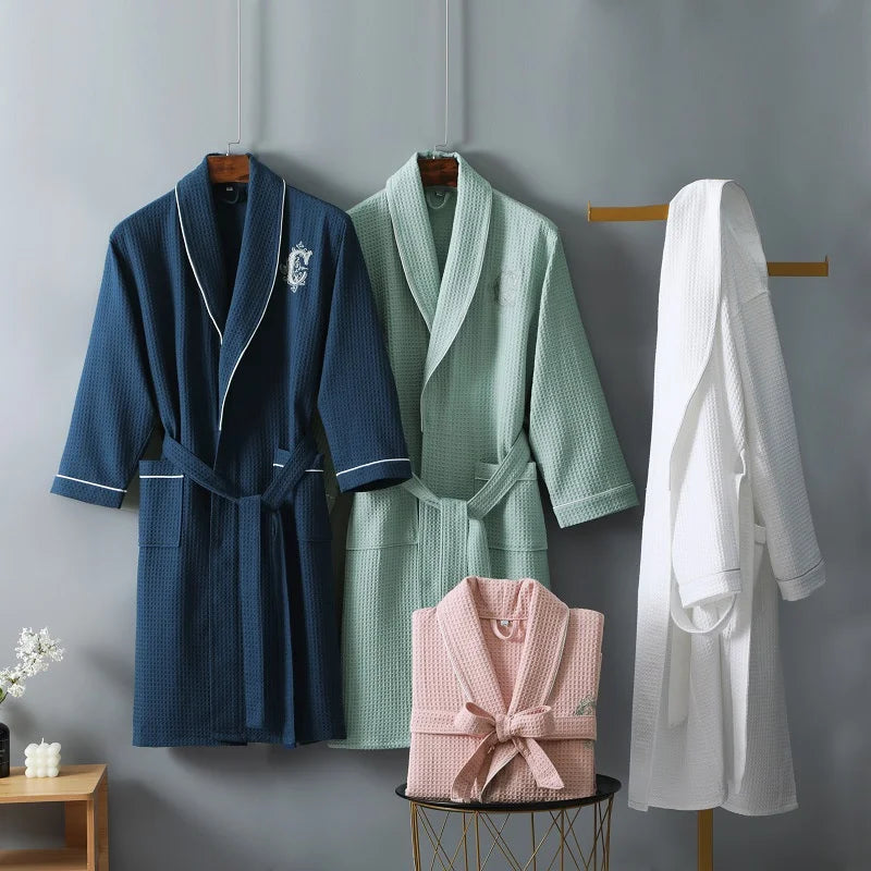 Top Quality Autumn Winter Bathrobes Couple Towel Terry Cotton Robe Men's Elegant Five-star Hotel Home Wear Bath RobeAbsorb Water