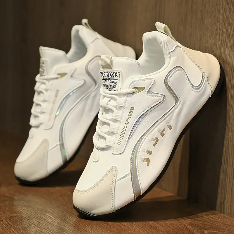 Zapatillas de Moda para Hombre de Cuero Casual Deportivas para Hombres Ligeras Antideslizantes Tenis Calzado Exterior Transpirable Zapatillas de Correr para Hombres