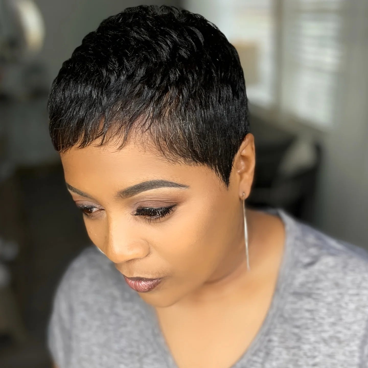 Peluca de Cabello Humano Corta Pixie