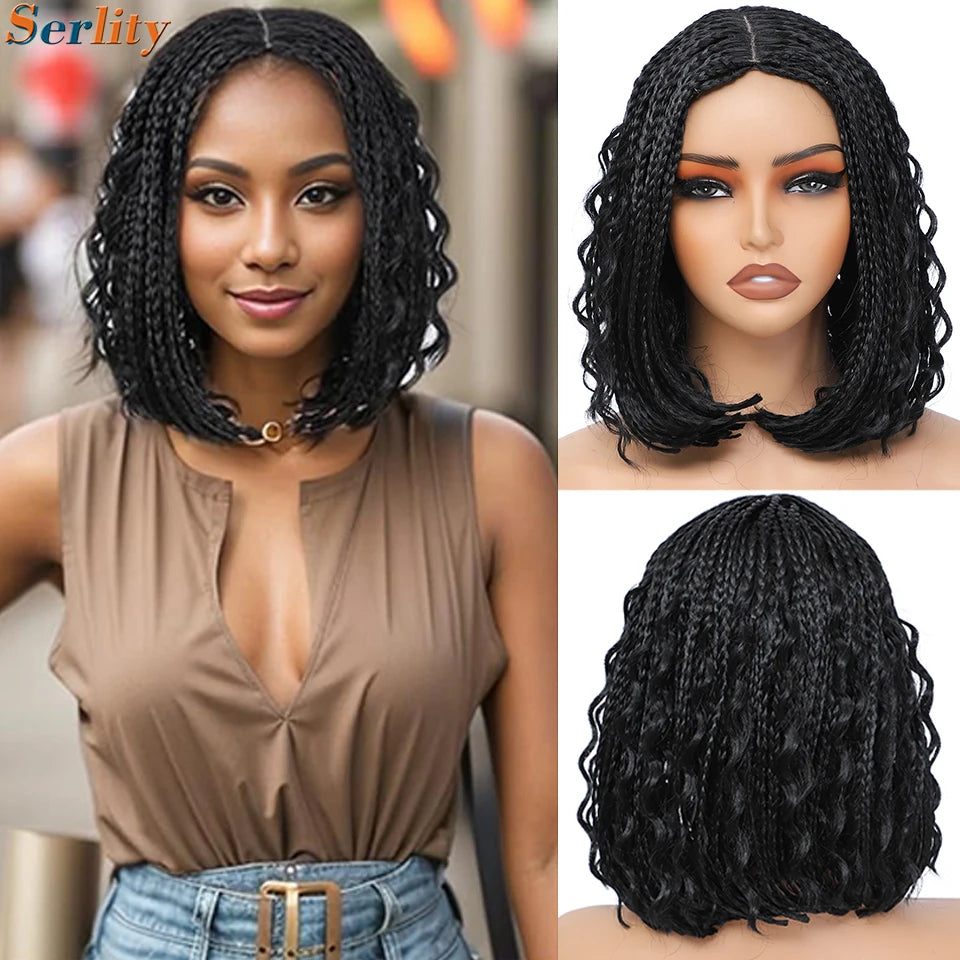 Pelucas de trenzas de caja estilo Bob para mujeres negras, de 12 pulgadas, pelucas de pelo sintético trenzado a ganchillo en oferta, liquidación, peluca corta negra