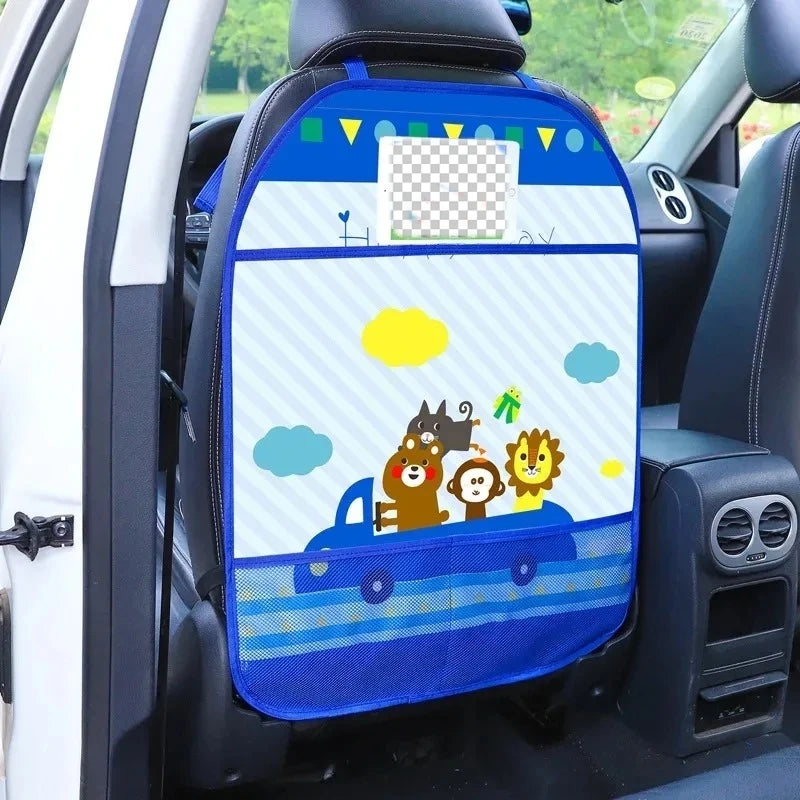 1PC Almohadilla antipedales para niños, protector de respaldo de asiento de coche, funda para niños, alfombrilla antipedales de dibujos animados para coche con bolsa, almohadilla antipedales impermeable