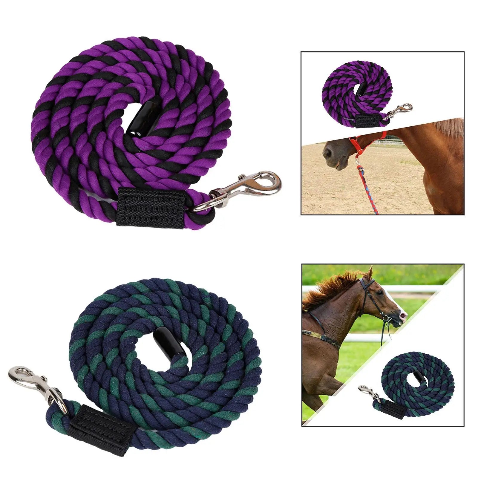 Longe pour cheval, licol, rêne, corde, corde, laisse pour chien, mouton, animal de compagnie, robuste, avec mousqueton pivotant, équipement équestre