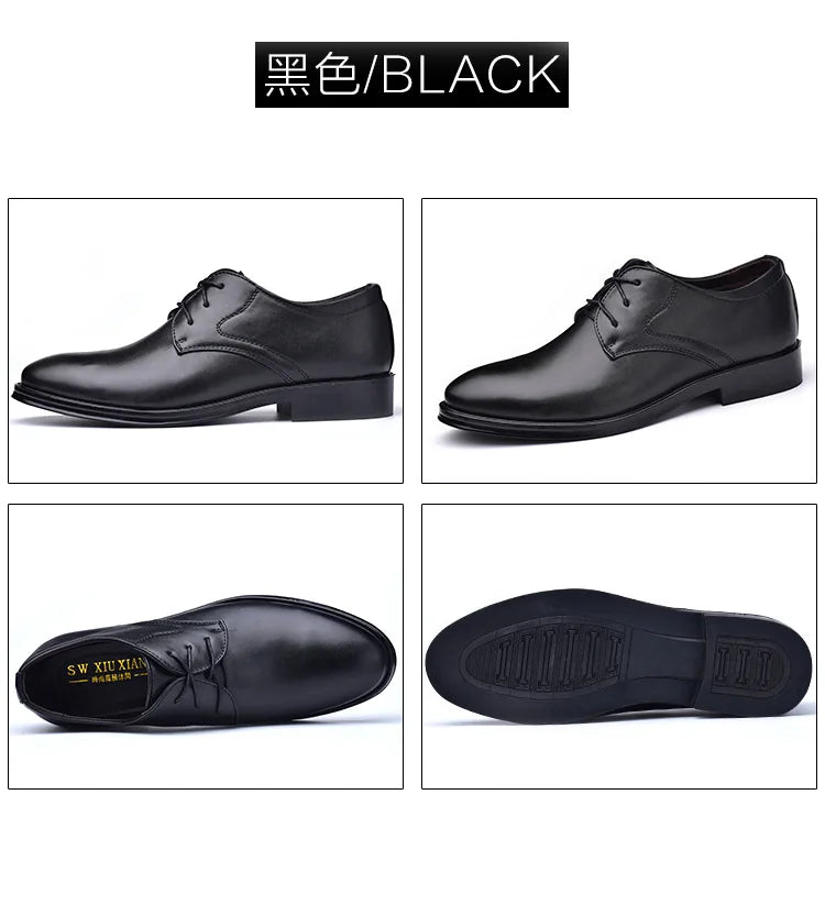 Chaussures habillées pour hommes, chaussures décontractées en cuir, chaussures de mariage, de créateur, à bout pointu, noires, pour le bureau et l'hiver
